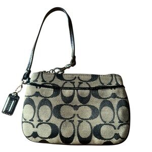 Coach Black and Tan Signature Wristlet